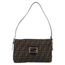 FENDI Zucca Canvas Mamma Baguette Shoulder Bag Brown Black Auth mr3209V-2