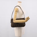 FENDI Zucca Canvas Mamma Baguette Shoulder Bag Brown Black Auth mr3209V-25