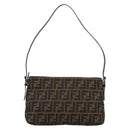 FENDI Zucca Canvas Mamma Baguette Shoulder Bag Brown Black Auth mr3209V-3