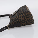 FENDI Zucca Canvas Mamma Baguette Shoulder Bag Brown Black Auth mr3209V-4