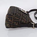 FENDI Zucca Canvas Mamma Baguette Shoulder Bag Brown Black Auth mr3209V-5