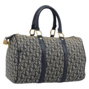 Christian Dior Trotter Canvas Hand Bag Navy Gold Auth mr3210-1