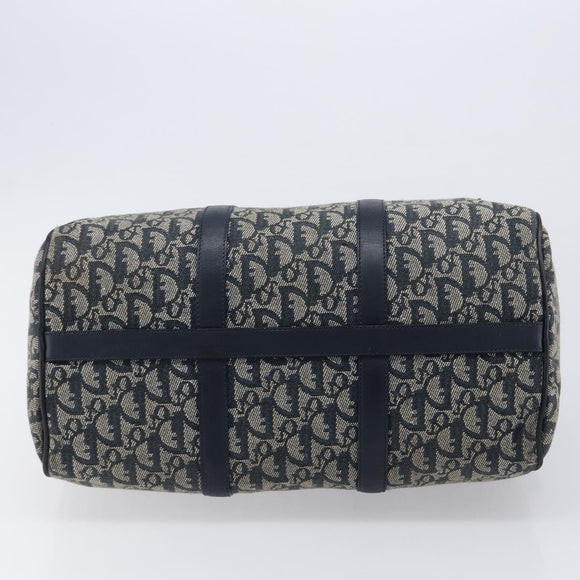 Christian Dior Trotter Canvas Hand Bag Navy Gold Auth mr3210