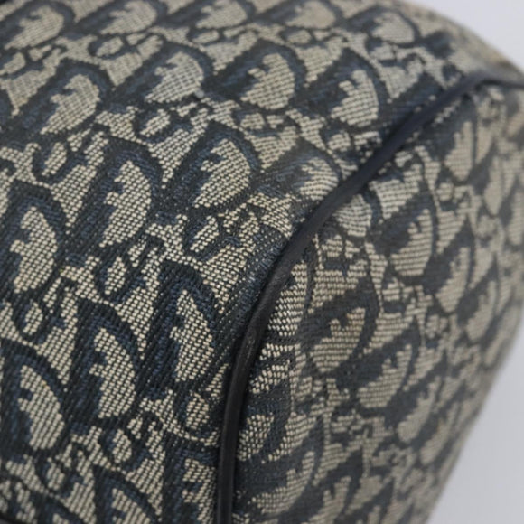 Christian Dior Trotter Canvas Hand Bag Navy Gold Auth mr3210