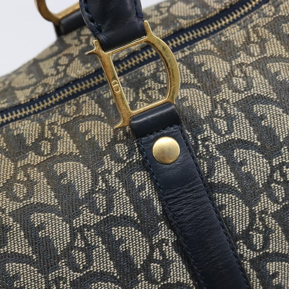 Christian Dior Trotter Canvas Hand Bag Navy Gold Auth mr3210