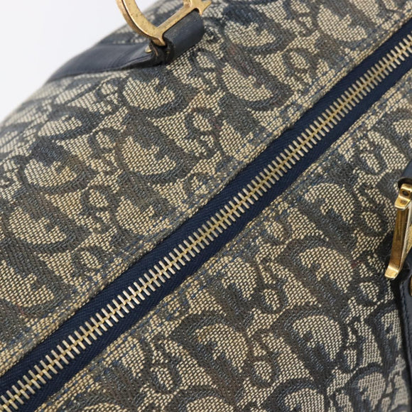 Christian Dior Trotter Canvas Hand Bag Navy Gold Auth mr3210