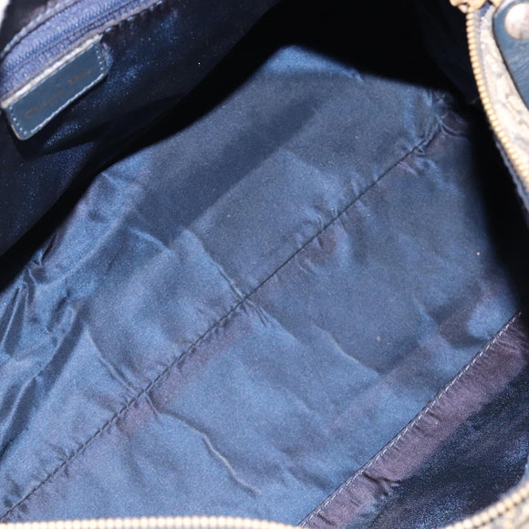 Christian Dior Trotter Canvas Hand Bag Navy Gold Auth mr3210