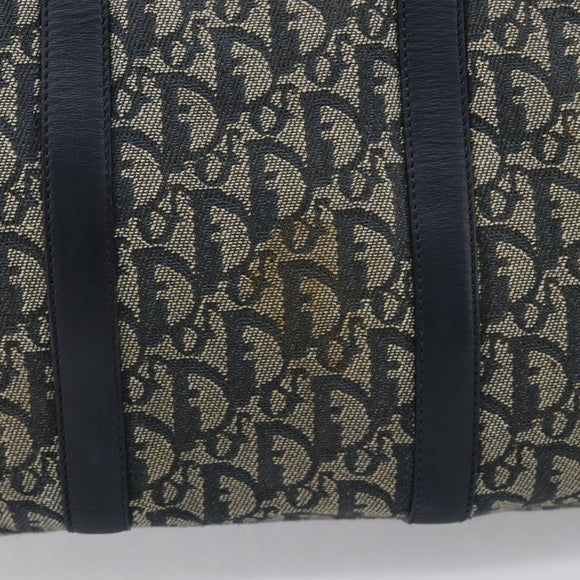 Christian Dior Trotter Canvas Hand Bag Navy Gold Auth mr3210