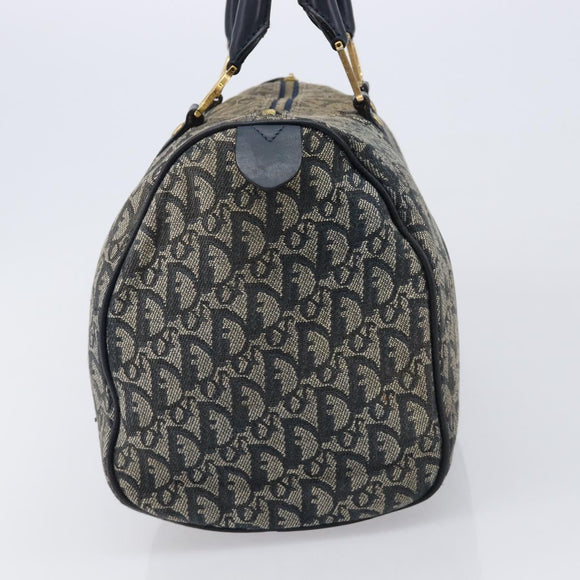 Christian Dior Trotter Canvas Hand Bag Navy Gold Auth mr3210