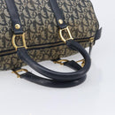 Christian Dior Trotter Canvas Hand Bag Navy Gold Auth mr3210-8