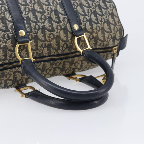 Christian Dior Trotter Canvas Hand Bag Navy Gold Auth mr3210