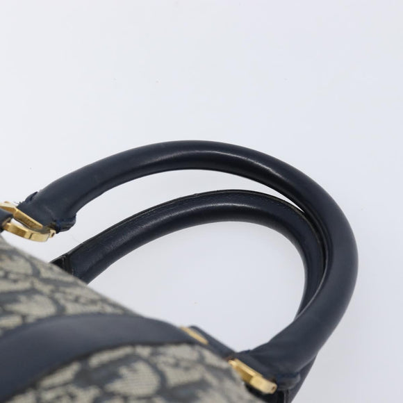 Christian Dior Trotter Canvas Hand Bag Navy Gold Auth mr3210
