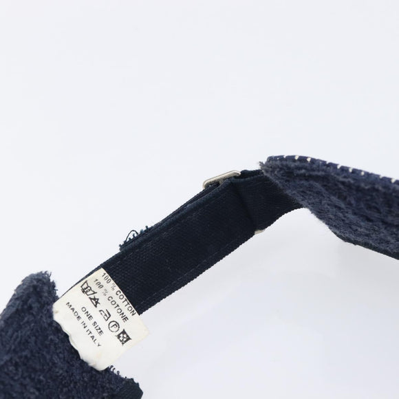 CHANEL Sports Sun Visor pile Navy CC Auth mr3212