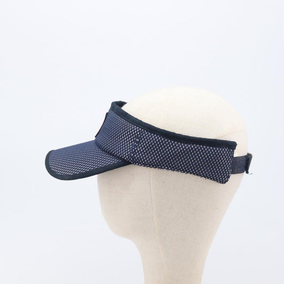 CHANEL Sports Sun Visor pile Navy CC Auth mr3212