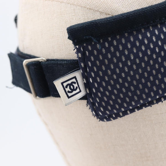 CHANEL Sports Sun Visor pile Navy CC Auth mr3212
