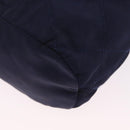 PRADA Chain Shoulder Bag Nylon Navy Gold Auth mr3213-13
