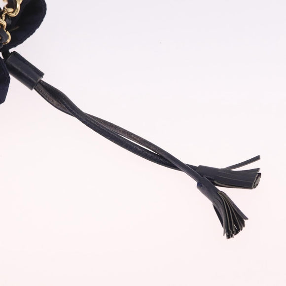 PRADA Chain Shoulder Bag Nylon Navy Gold Auth mr3213