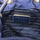 PRADA Chain Shoulder Bag Nylon Navy Gold Auth mr3213-16
