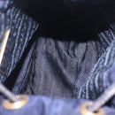 PRADA Chain Shoulder Bag Nylon Navy Gold Auth mr3213-17