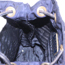 PRADA Chain Shoulder Bag Nylon Navy Gold Auth mr3213-19