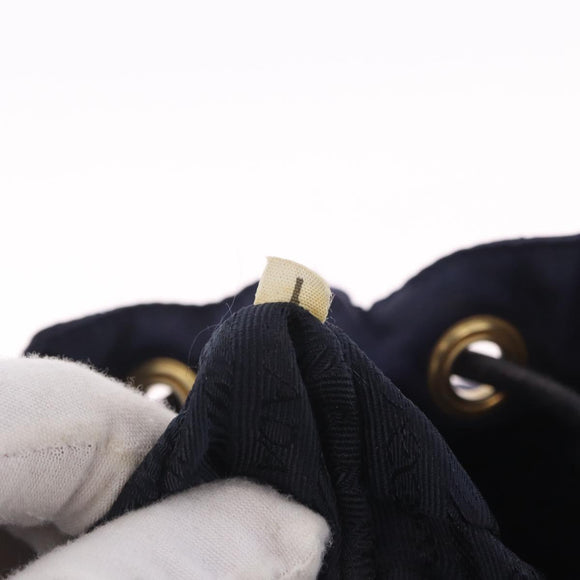 PRADA Chain Shoulder Bag Nylon Navy Gold Auth mr3213