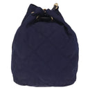 PRADA Chain Shoulder Bag Nylon Navy Gold Auth mr3213-3
