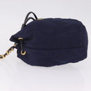 PRADA Chain Shoulder Bag Nylon Navy Gold Auth mr3213-5