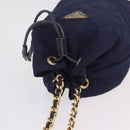 PRADA Chain Shoulder Bag Nylon Navy Gold Auth mr3213-6