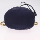 PRADA Chain Shoulder Bag Nylon Navy Gold Auth mr3213-9