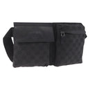 GUCCI GG Canvas Waist Bag Black Silver 28566 Auth mr3215-1