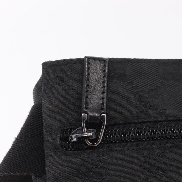 GUCCI GG Canvas Waist Bag Black Silver 28566 Auth mr3215