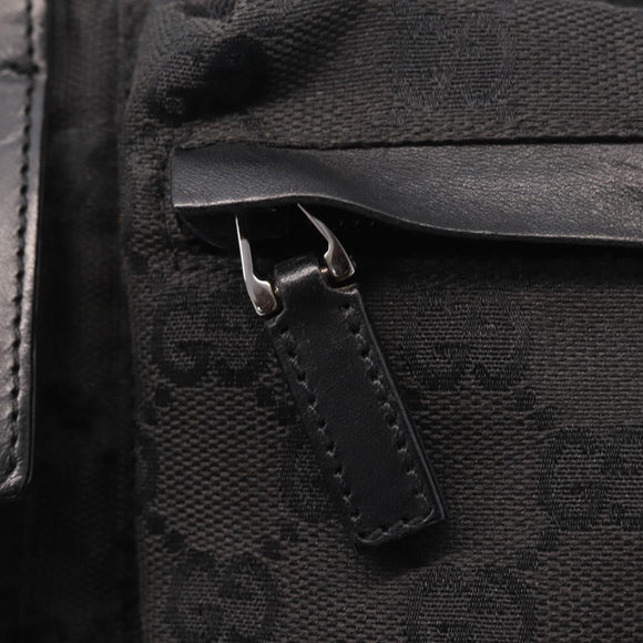 GUCCI GG Canvas Waist Bag Black Silver 28566 Auth mr3215