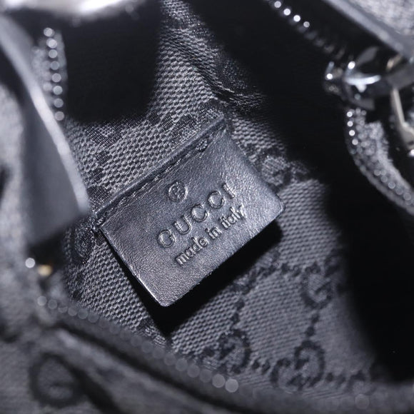 GUCCI GG Canvas Waist Bag Black Silver 28566 Auth mr3215