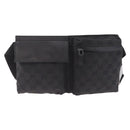 GUCCI GG Canvas Waist Bag Black Silver 28566 Auth mr3215-2