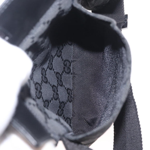 GUCCI GG Canvas Waist Bag Black Silver 28566 Auth mr3215