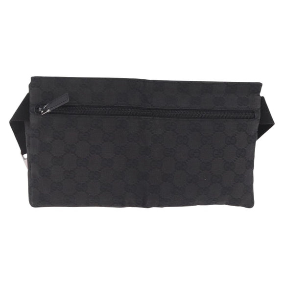 GUCCI GG Canvas Waist Bag Black Silver 28566 Auth mr3215
