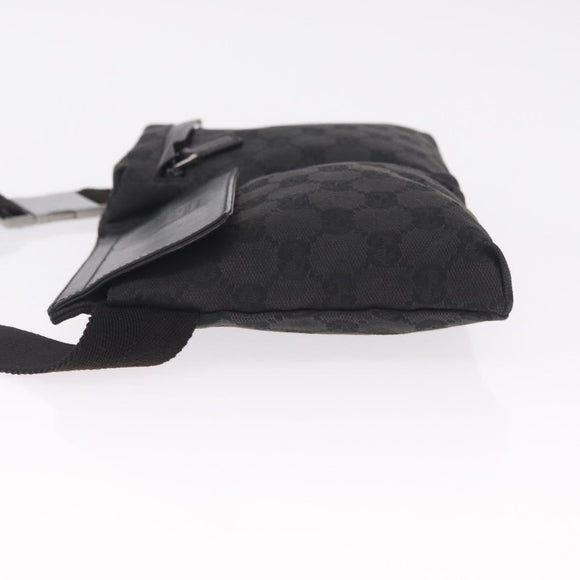 GUCCI GG Canvas Waist Bag Black Silver 28566 Auth mr3215