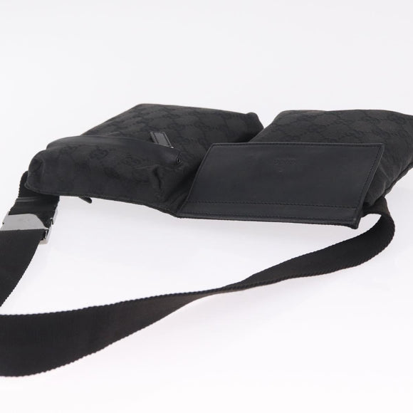 GUCCI GG Canvas Waist Bag Black Silver 28566 Auth mr3215