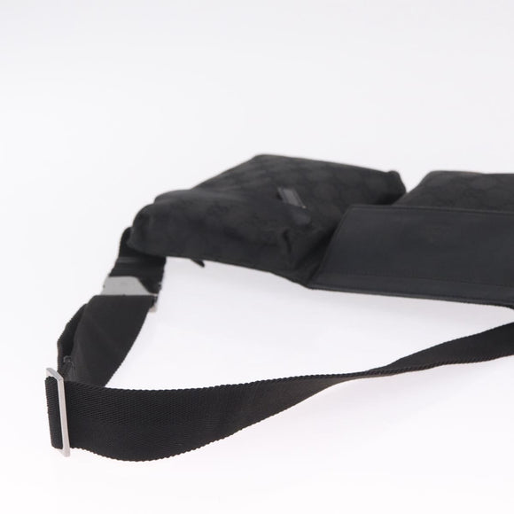 GUCCI GG Canvas Waist Bag Black Silver 28566 Auth mr3215