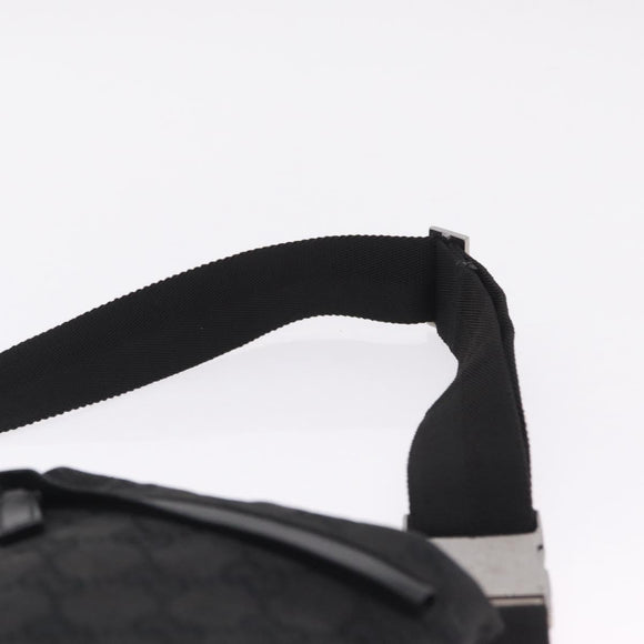 GUCCI GG Canvas Waist Bag Black Silver 28566 Auth mr3215