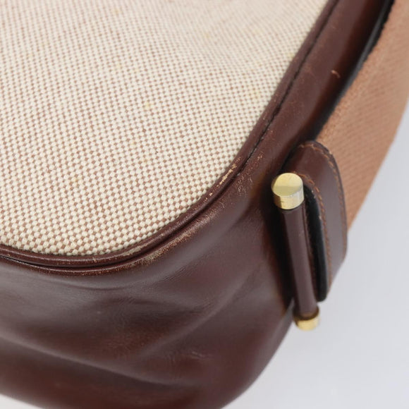 HERMES Sako Shoulder Bag Canvas Leather Beige Gold Auth mr3216V