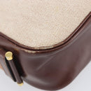 HERMES Sako Shoulder Bag Canvas Leather Beige Gold Auth mr3216V-11