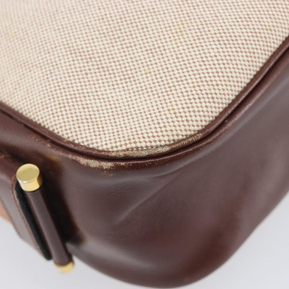 HERMES Sako Shoulder Bag Canvas Leather Beige Gold Auth mr3216V