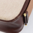 HERMES Sako Shoulder Bag Canvas Leather Beige Gold Auth mr3216V-12