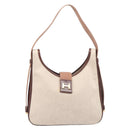 HERMES Sako Shoulder Bag Canvas Leather Beige Gold Auth mr3216V-2