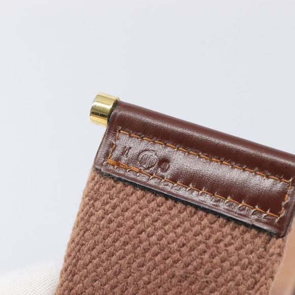 HERMES Sako Shoulder Bag Canvas Leather Beige Gold Auth mr3216V