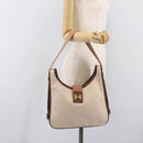 HERMES Sako Shoulder Bag Canvas Leather Beige Gold Auth mr3216V-23
