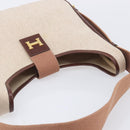 HERMES Sako Shoulder Bag Canvas Leather Beige Gold Auth mr3216V-6