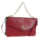 GUCCI Shoulder Bag Leather Black Red 524822 Auth mr3217V-1