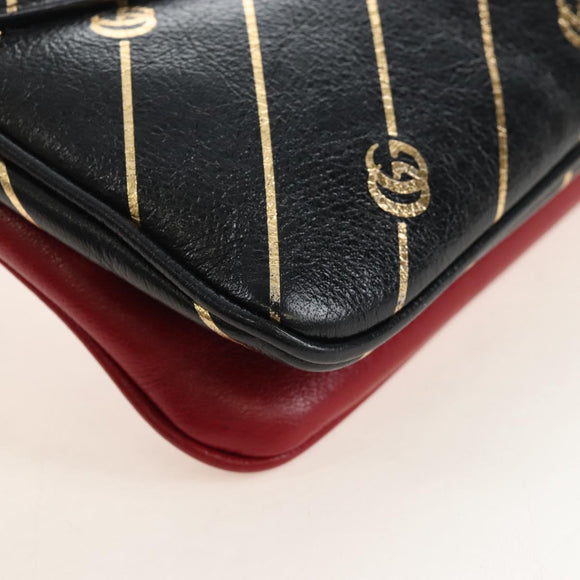 GUCCI Shoulder Bag Leather Black Red 524822 Auth mr3217V